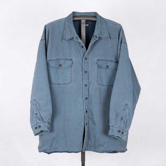 Wolverine Fleece Lined Denim / Chambray Workwear Shirt Shacket Men's 2XL Blue - Picture 1 of 7